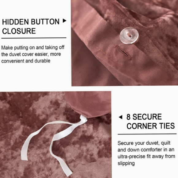 🆕⭐Rose mauve pink velvet duvet cover set - Picture 4 of 8